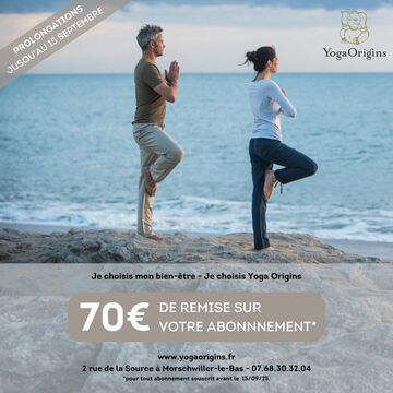 Offre spéciale rentrée : 70 € de remise sur votre abonnement Yoga Origins!